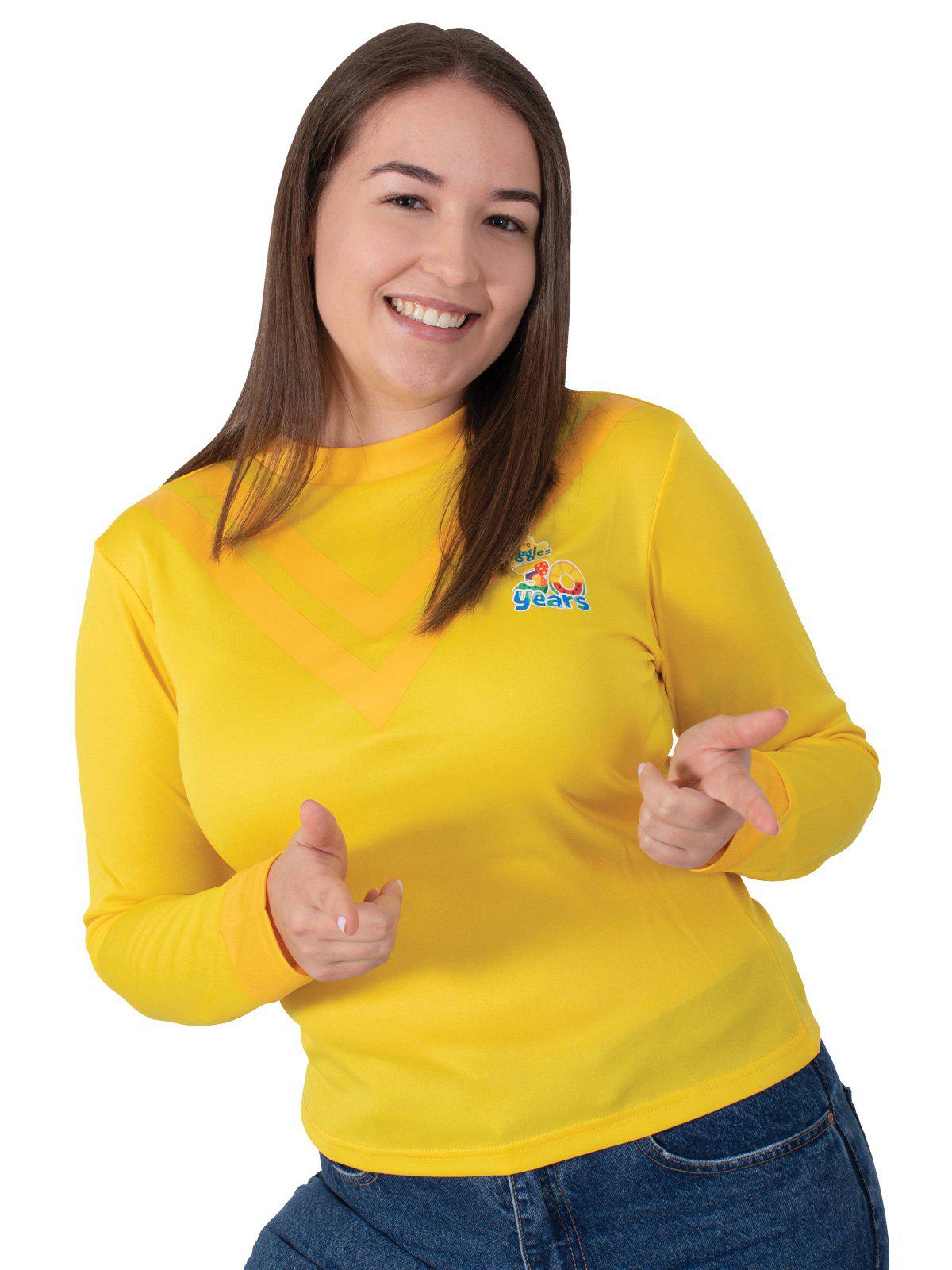 Emma Wiggle 30th Anniversary adult yellow long sleeve top, perfect for childrens dress-up.