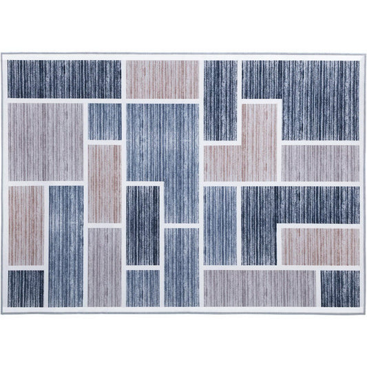 Soft grey kids area rug with short pile, 120x170cm, ideal for childrens bedrooms.