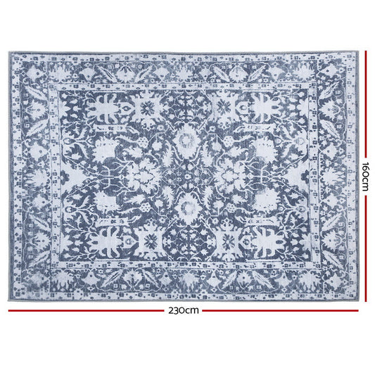 Soft blue kids rug 160x230cm, short pile, ideal for playrooms, cozy and durable design.