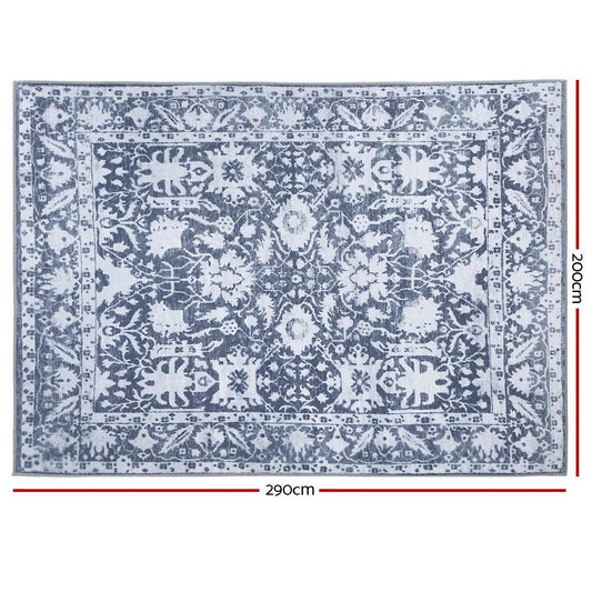 Soft blue floor rug perfect for kids rooms, 200x290cm size, cozy short pile design.