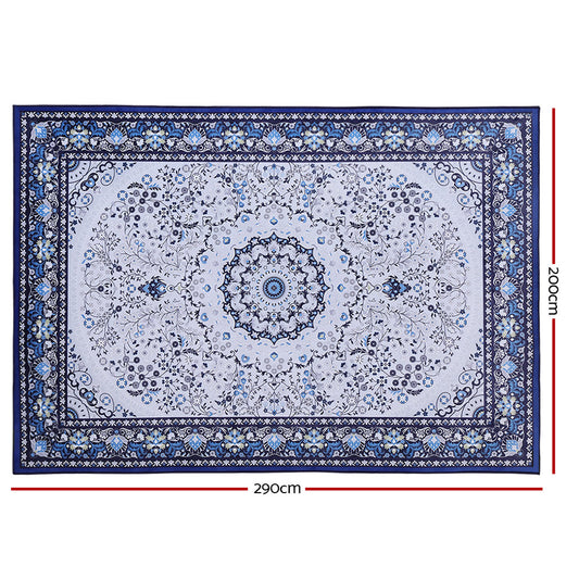 Soft blue kids rug, 200x290cm area carpet for cozy play and decor in childrens room.