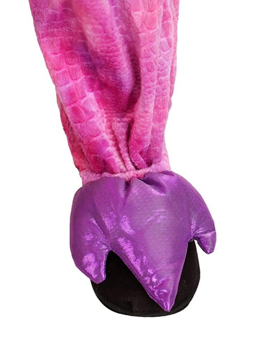 Purple plush T|Rex dinosaur costume for kids, perfect for imaginative play at home.