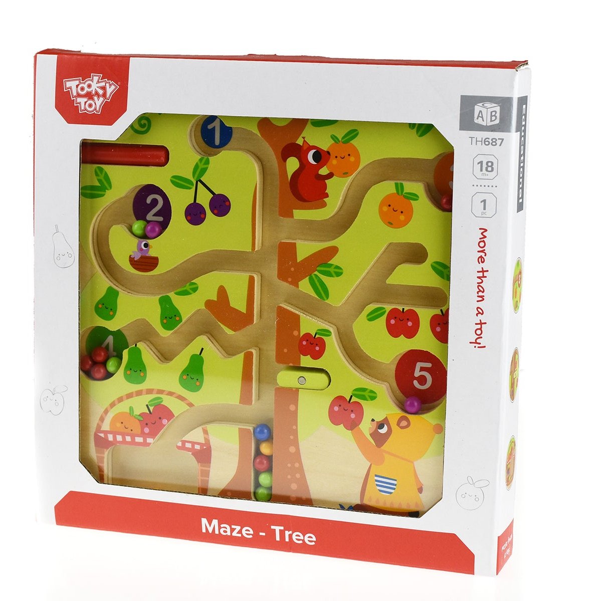 Interactive educational toy with fruit-themed maze for childrens learning and entertainment at home.