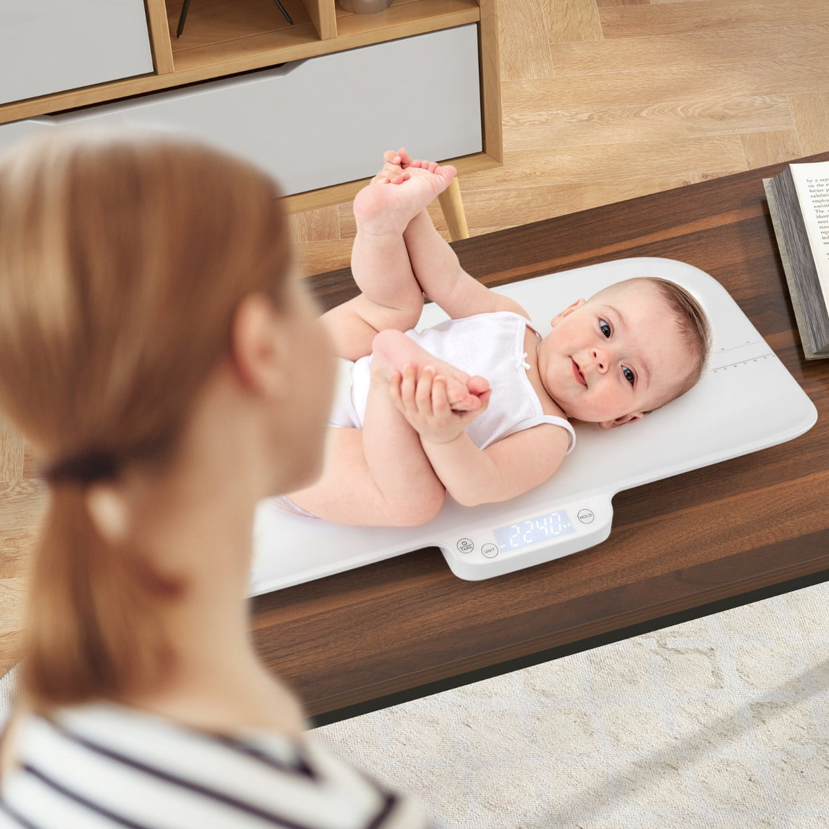 Digital Baby Scale with App, ideal for monitoring infant weight at home.