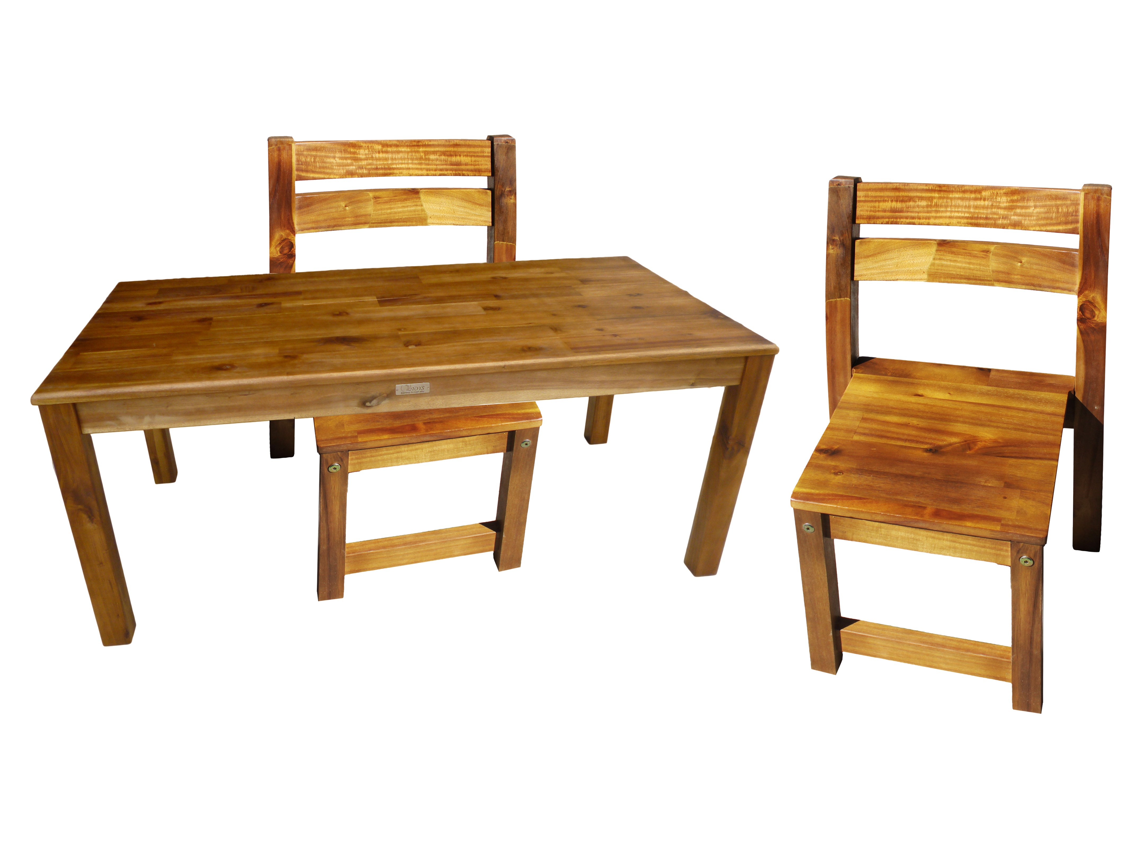 Acacia Rectangular Table & 2 Stacking Chairs