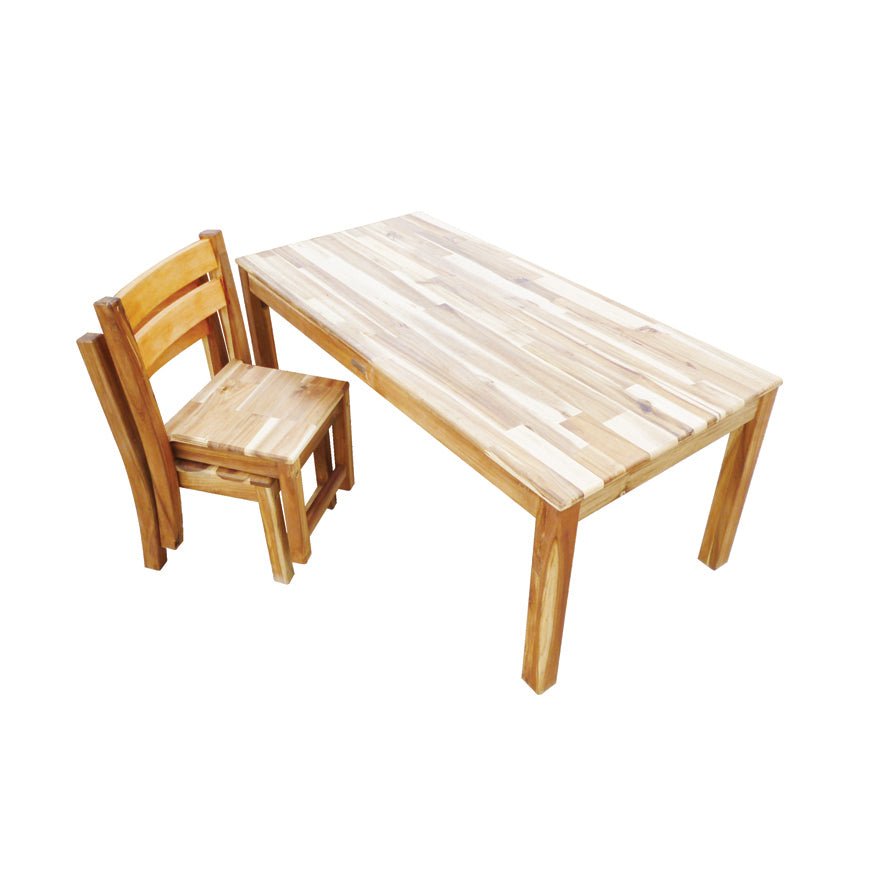 Acacia Rectangular Table & 2 Stacking Chairs