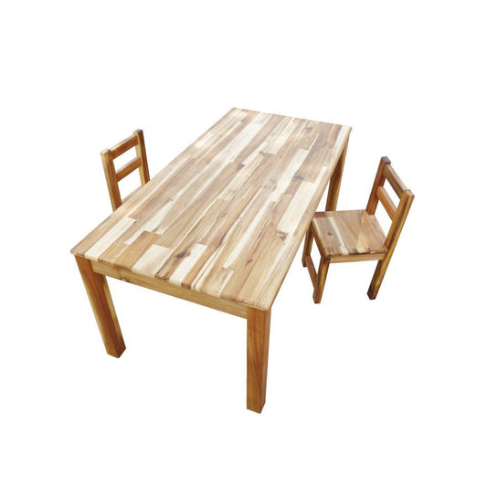 Acacia wood kids outdoor table set, perfect for ages 3-4, durable and stylish design.