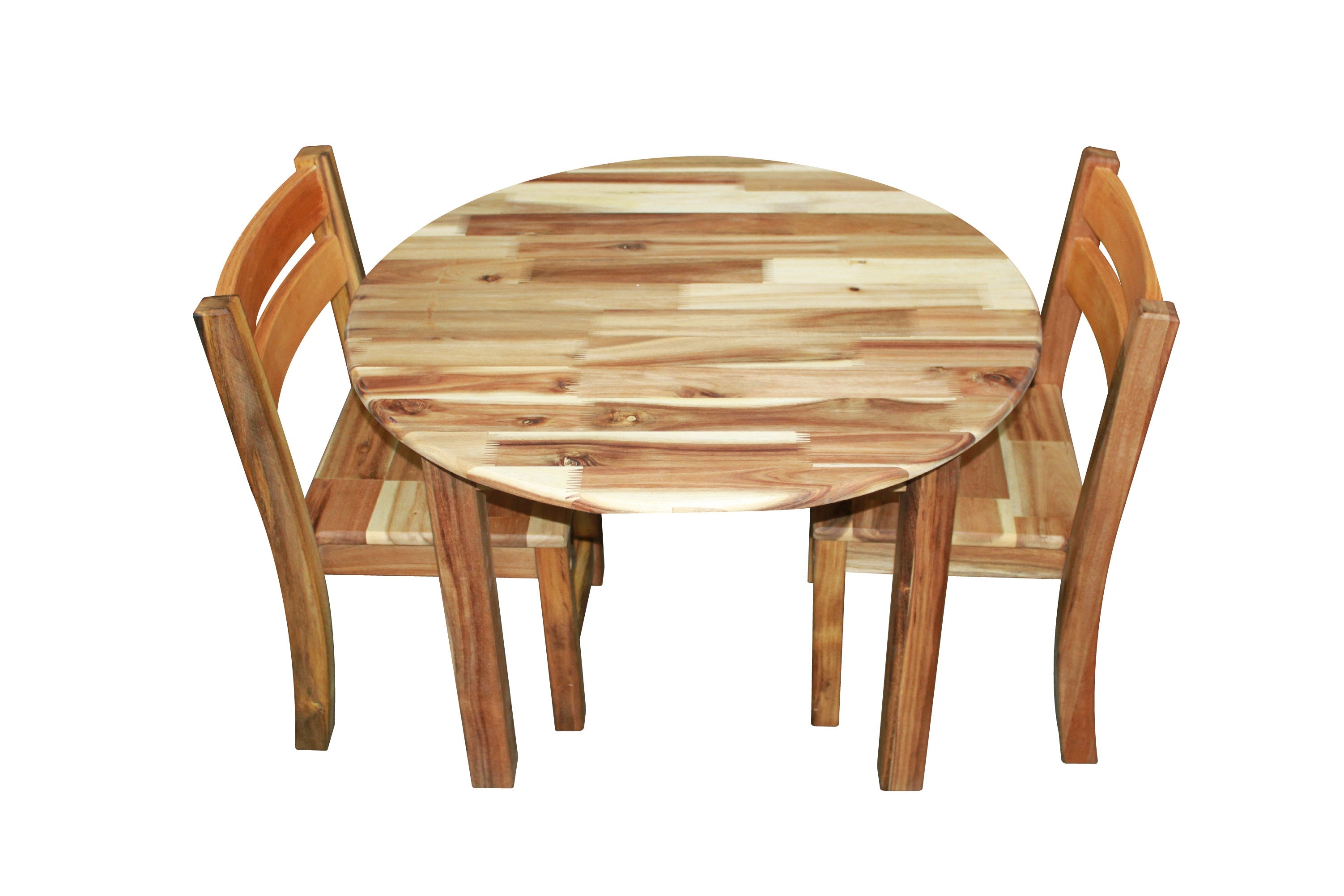 Acacia Round Table 75cm & 2 Stacking Chairs