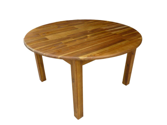 Acacia round table with 2 chairs, ideal for kids activities and playtime.
