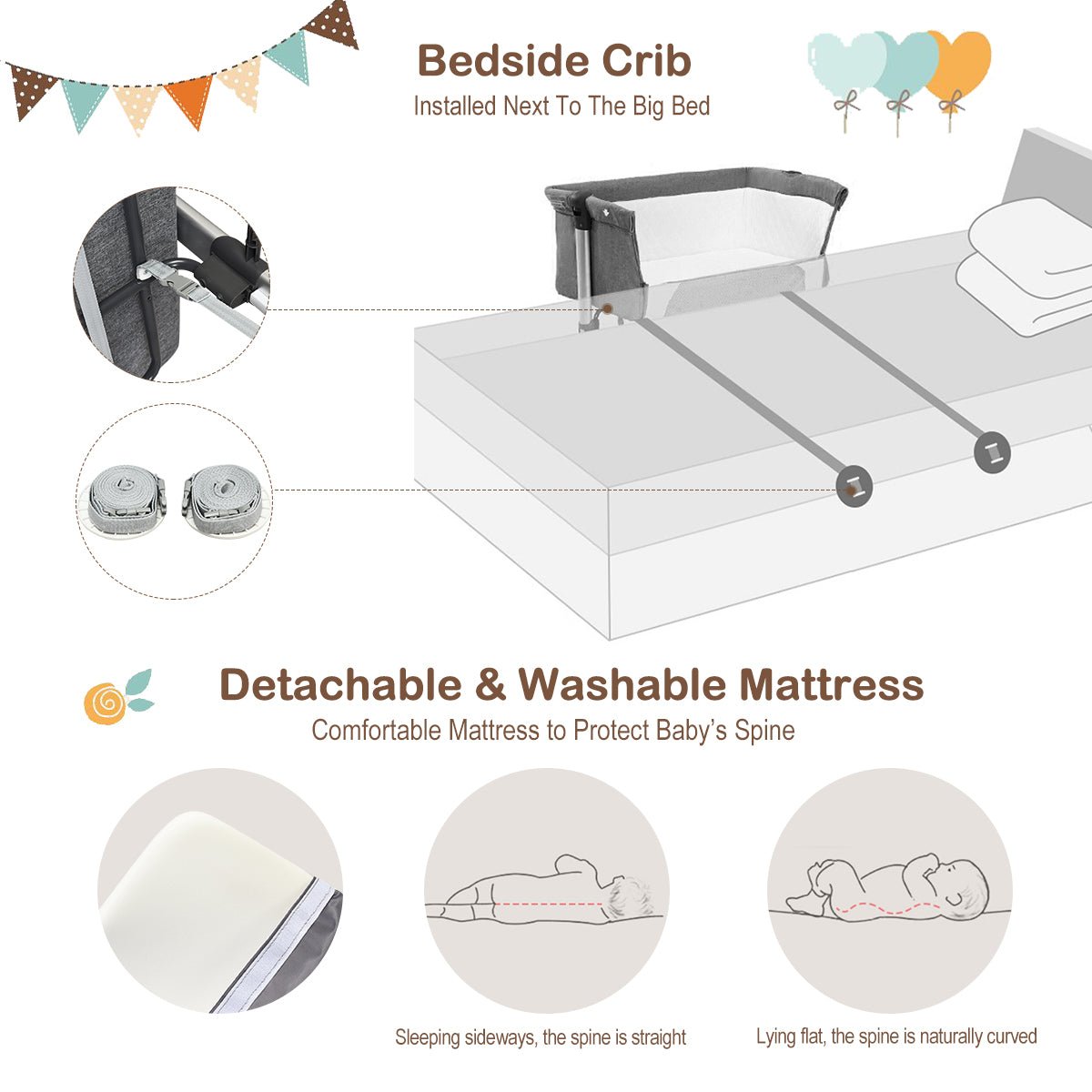 Adjustable Height Baby Bassinet - Cozy Mattress & Handy Carry Bag for Families