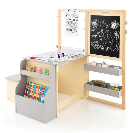 Grey Kids Art Table & Bench Set: Where Imagination Soars