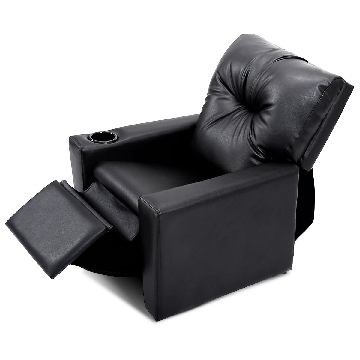 Black Kids Lounge Chair: Adjustable Comfort with Armrest and High Backrest
