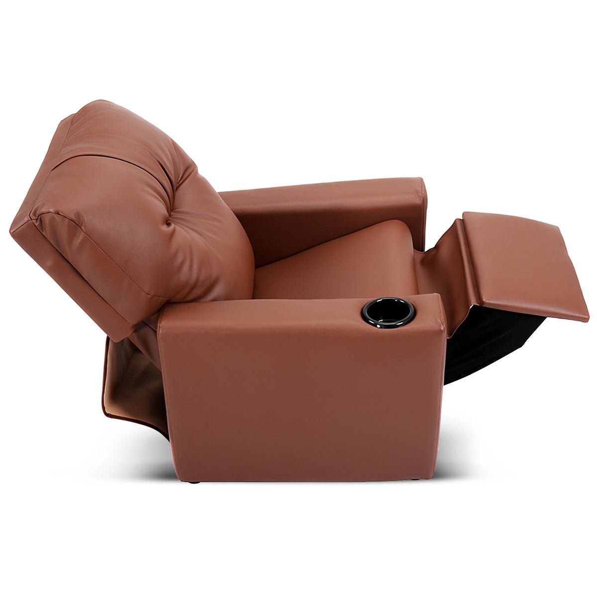 Adjustable Kids Lounge Chair: High Backrest and Armrest - Deep Brown
