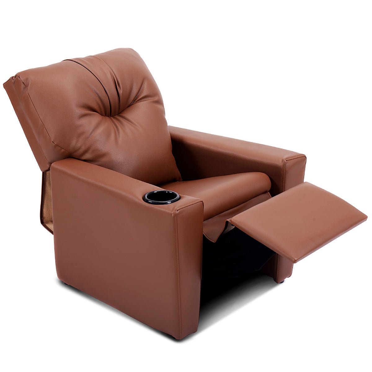 Brown Kids Lounge Chair: Adjustable Comfort with High Backrest and Armrest