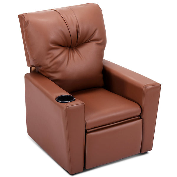 Adjustable Children's Lounge Seat: High Backrest and Armrest in Brown