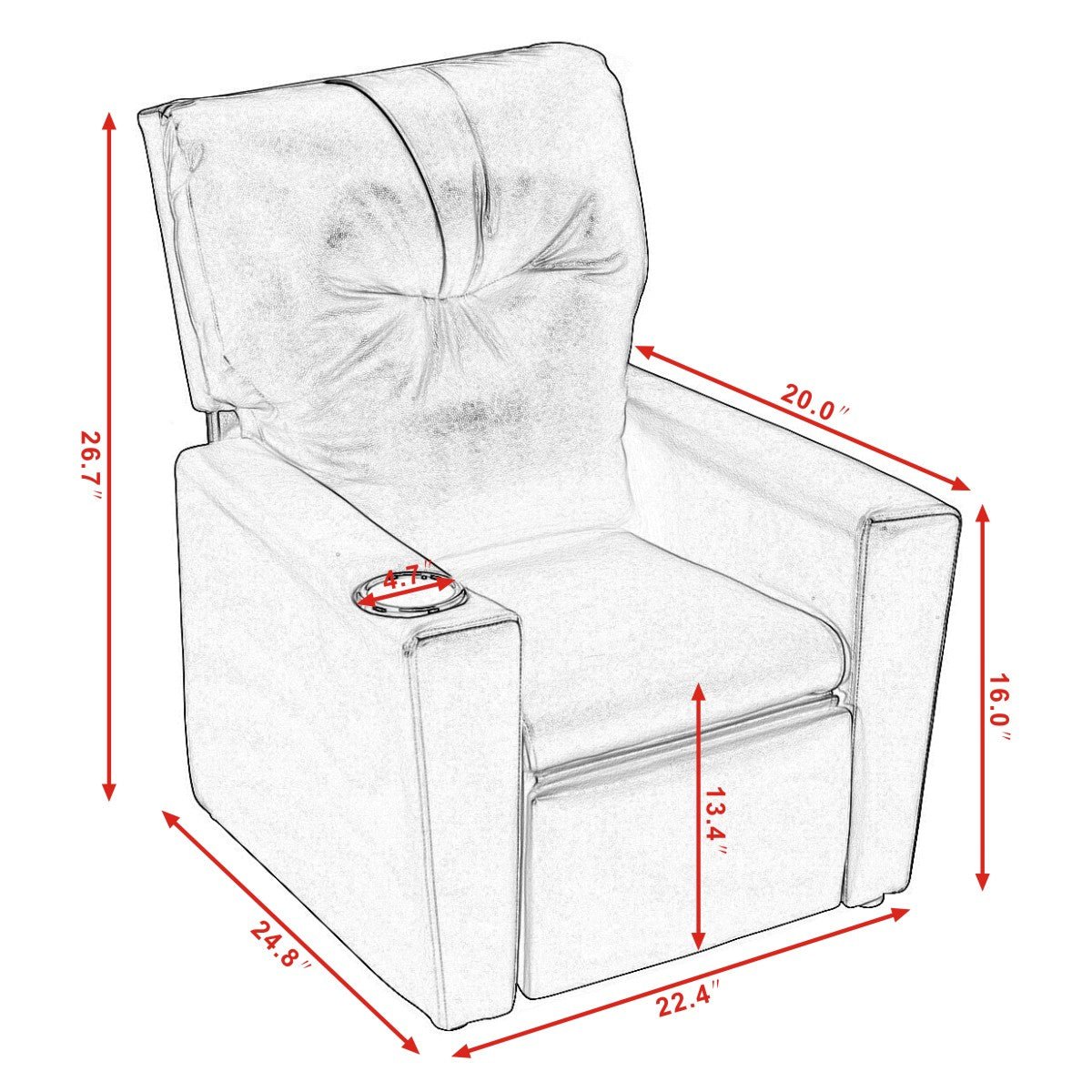 Kids Lounge Seat: Adjustable with High Backrest and Armrest - Warm Brown