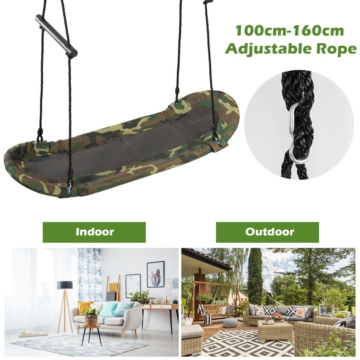 Adjustable Height Platform Swing: Soft Handles for Safe and Cozy Play