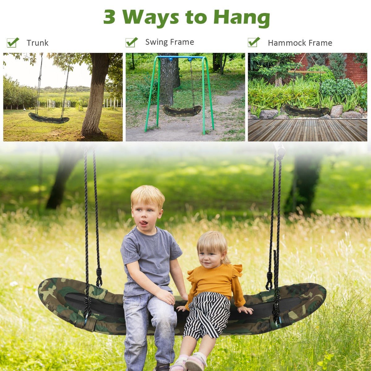 Comfortable Platform Swing: Adjustable Height and Soft Handles for Kids
