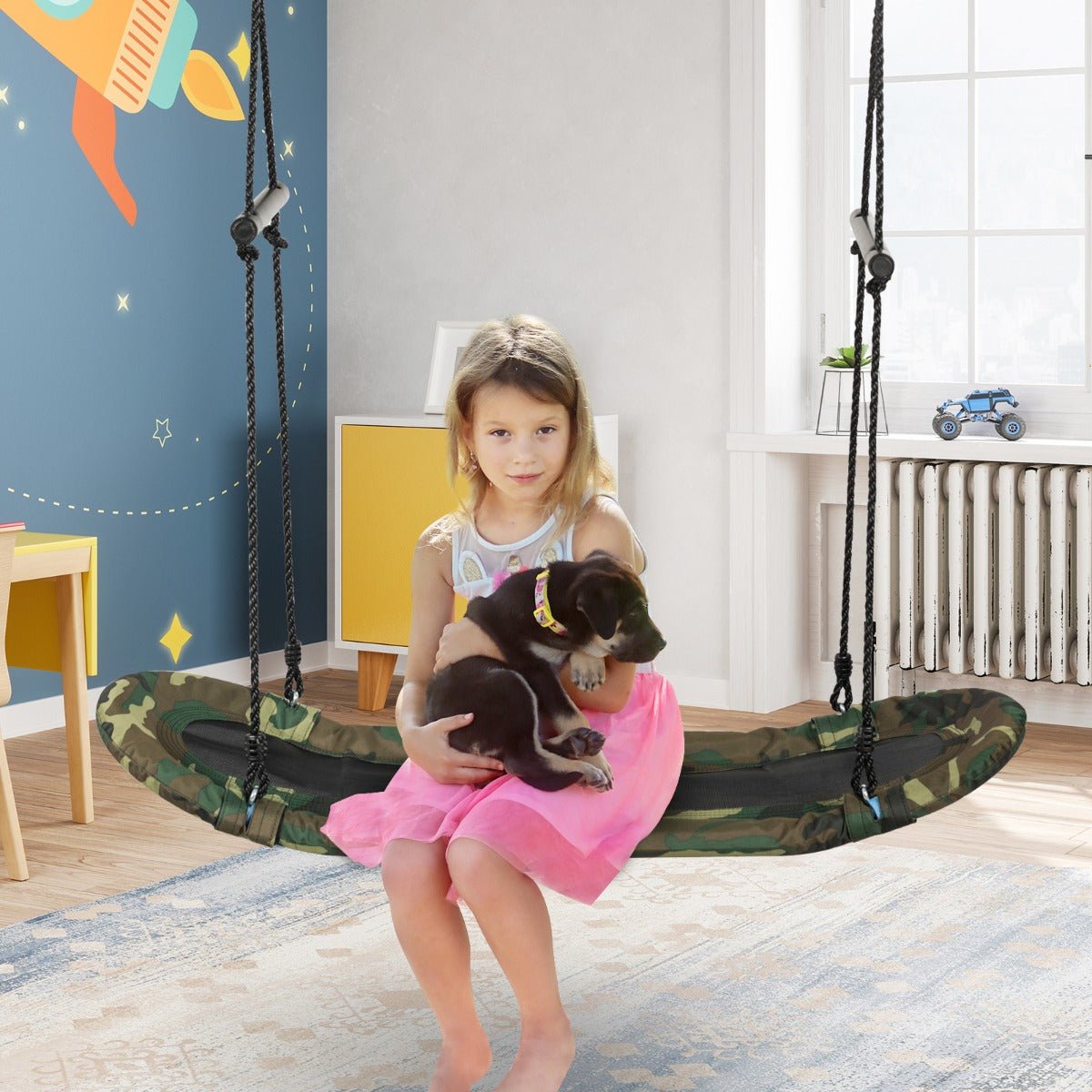 Adjustable Height Swing: Platform Design with Soft Handles for Kids