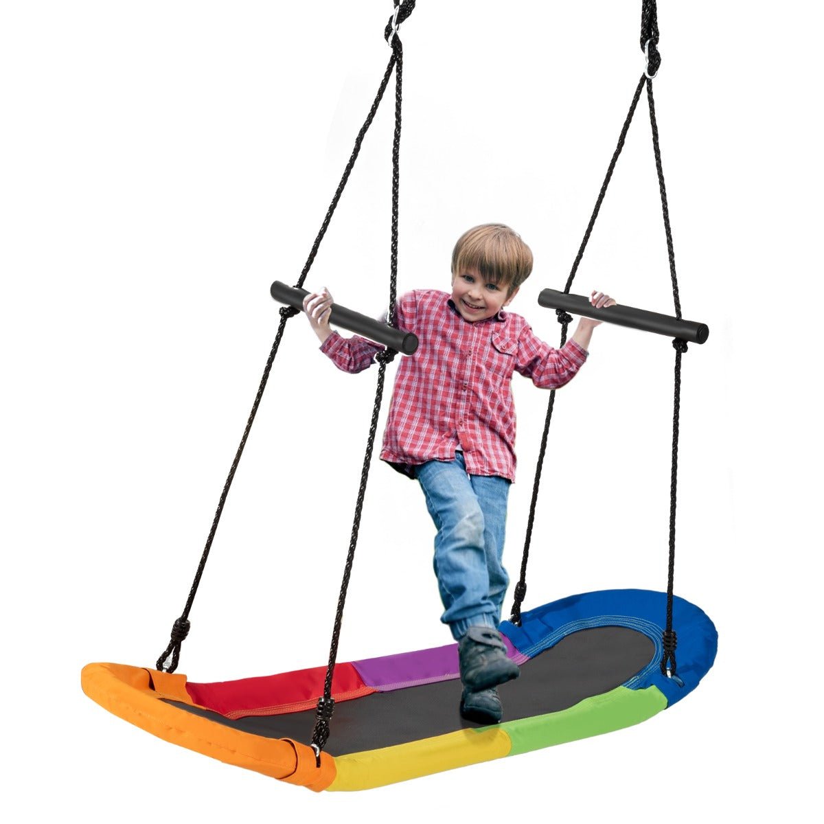 Joyful Swinging: Multi Colour Oval Swing, Adjustable Platform, Soft Handles