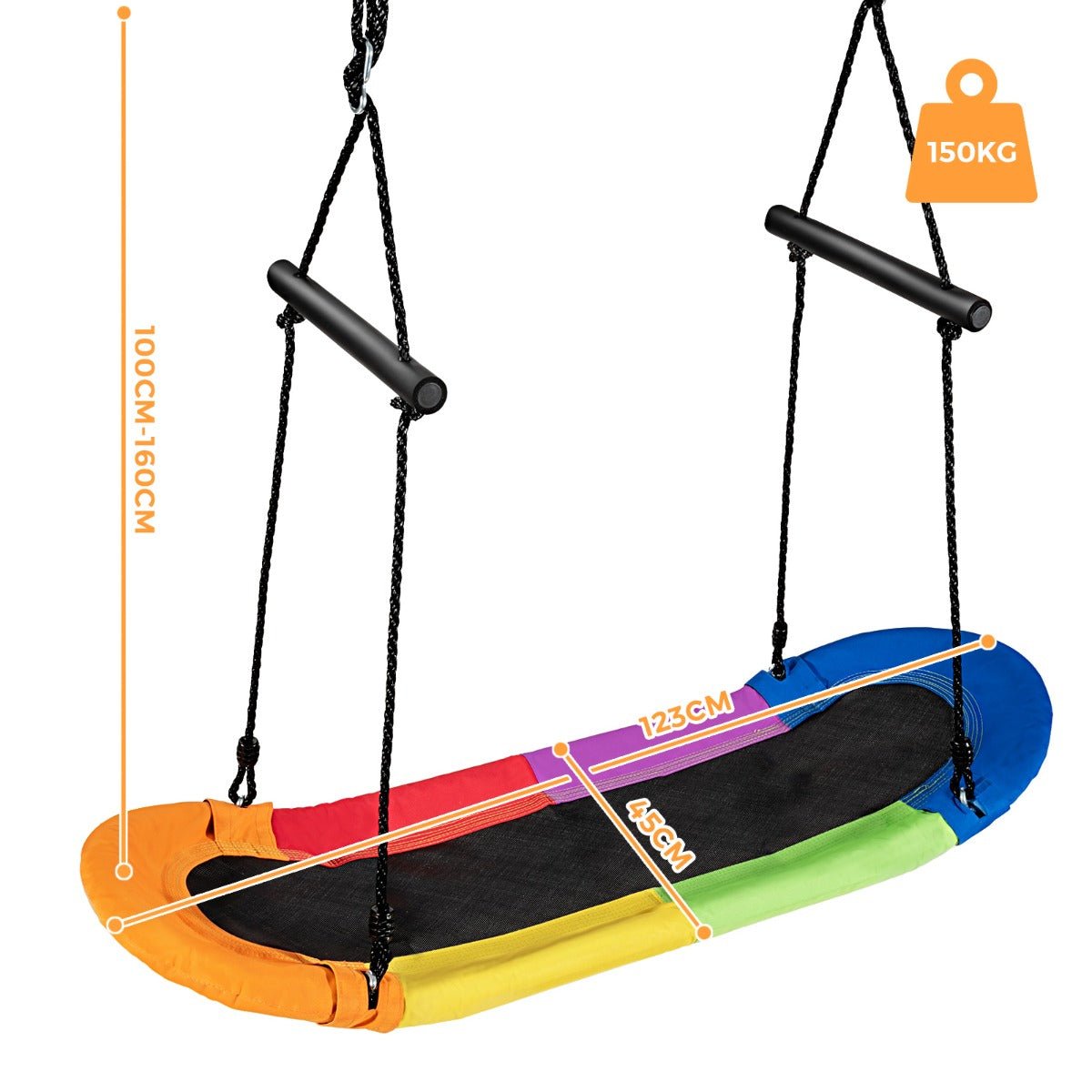 Wholesome Fun: Adjustable Oval Platform Swing, Soft Handles, Multi Colour