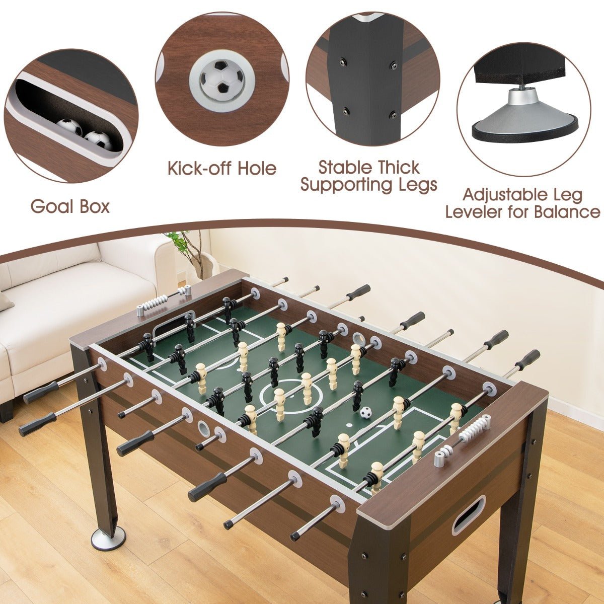 Lifesize Foosball Table - Arcade/Home Fun with 2 Balls