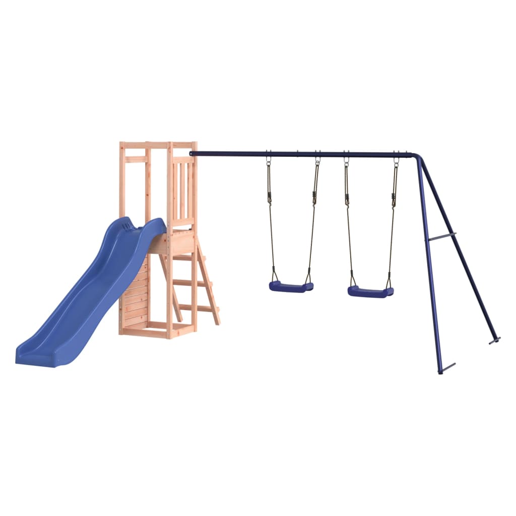 Adventure Play Tower with Double Swing, Wave Slide, Rockwall