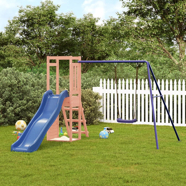 Adventure Play Tower with Single Swing, Wave Slide, Rockwall