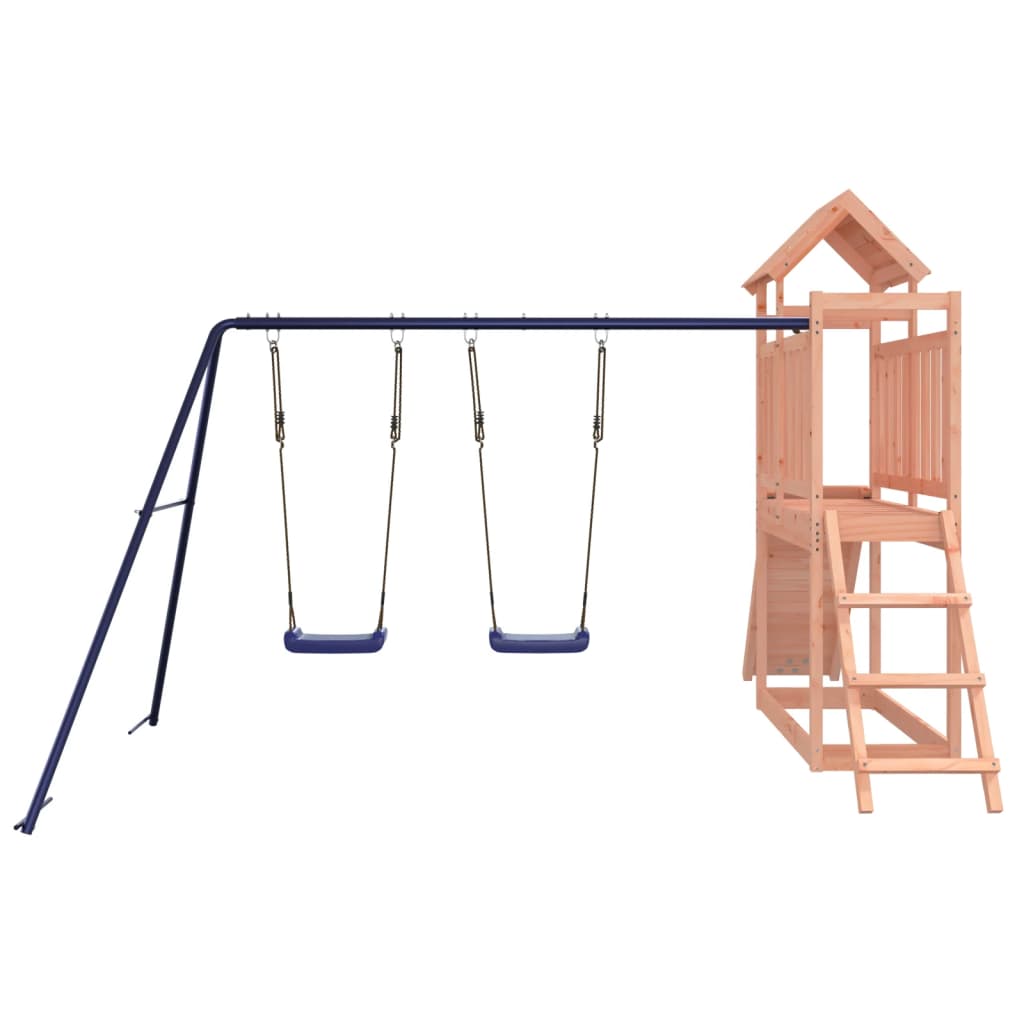 Adventure Wood Play Tower with Double Swing, Climbing Wall