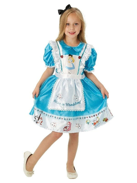 Kids Disney Alice in Wonderland costume with deluxe design for imaginative play at home.