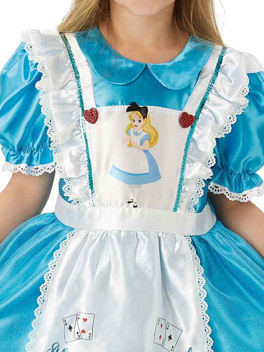 Disney Alice in Wonderland costume for kids, perfect for imaginative play at home.