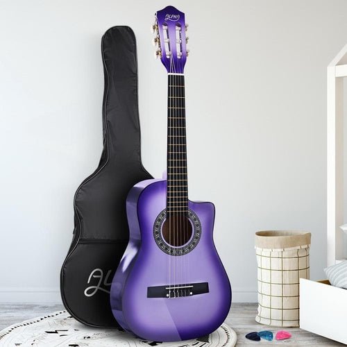 Alpha 34 Inch Guitar Acoustic 1/2 Size  Purple