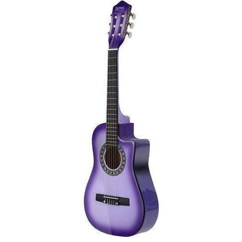 Purple 1/2 size acoustic guitar designed for children, ideal for home practice and learning.