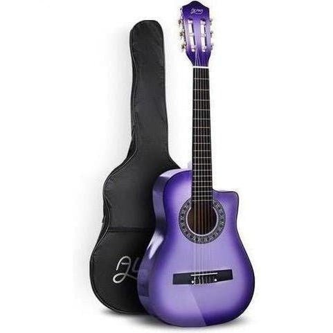 Purple 1/2 Size Acoustic Guitar ideal for children, 34 length, perfect for home practice.