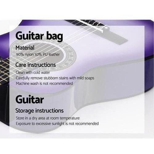 Alpha 1/2 Size Purple Acoustic Guitar, perfect for children with capo tuner accessory.