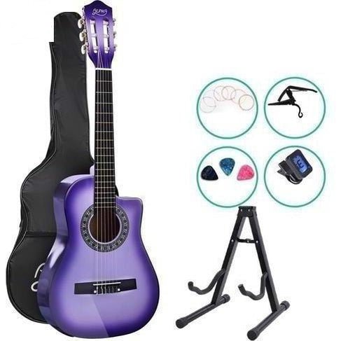 Alpha 34 Inch Guitar Acoustic 1/2 Size Purple with Capo Tuner | Kids Mega Mart | Shop Now!