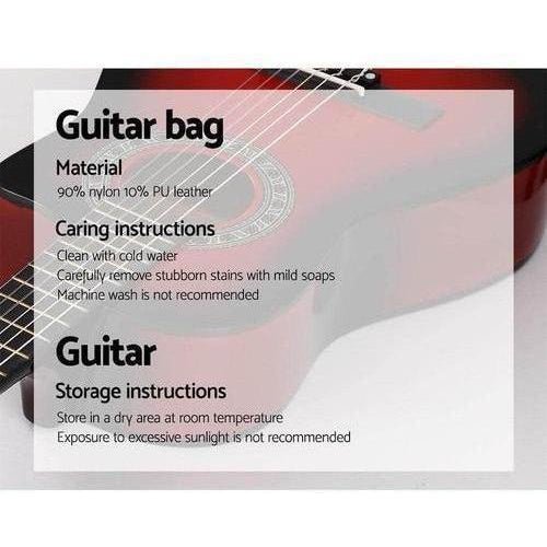 Alpha 34 Inch Red Acoustic Guitar, Ideal for Kids, 1/2 Size, Home Practice