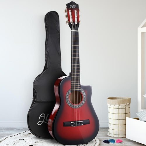 Alpha 34 Inch Guitar Acoustic 1/2 Size Red