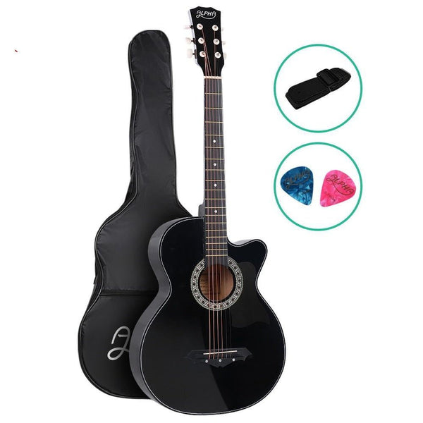 ALPHA 38 Inch Wooden Acoustic Guitar Black | Kids Mega Mart | Shop Now!