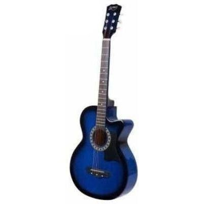 Blue 38-Inch Wooden Acoustic Guitar for Kids, perfect for home music practice.