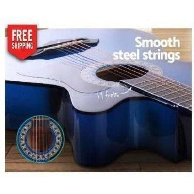 Alpha 38 Inch Blue Wooden Acoustic Guitar | Perfect for aspiring young musicians at home.