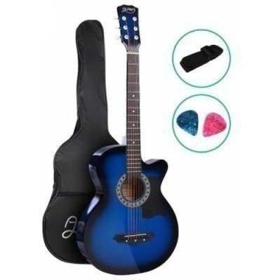 Alpha 38 Blue Acoustic Guitar | Child-friendly design for budding musicians, perfect for home practice.