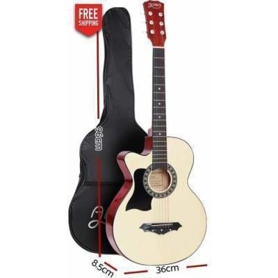 ALPHA 38 Inch Wooden Acoustic Guitar Left handed - Natural Wood