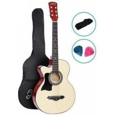 ALPHA 38 Inch Wooden Acoustic Guitar Left handed - Natural Wood | Kids Mega Mart | Shop Now!