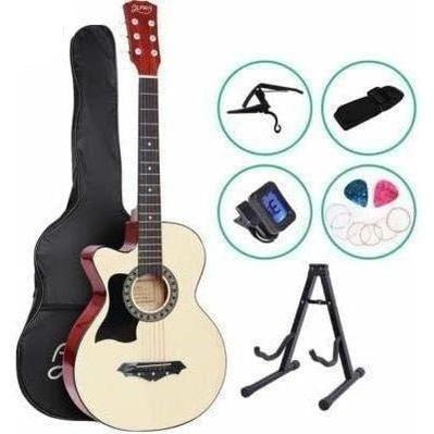 Alpha 38 Inch Wooden Acoustic Guitar Left handed with Accessories set - Ideal kids gift