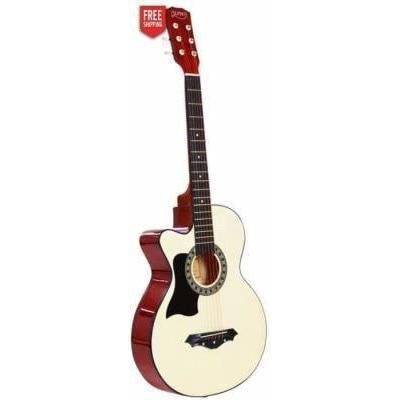 Alpha 38 Left-Handed Wooden Acoustic Guitar Set - Ideal for Kids, Natural Wood Finish