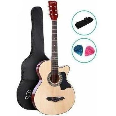ALPHA 38 Inch Wooden Acoustic Guitar Natural Wood | Kids Mega Mart | Shop Now!