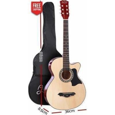 ALPHA 38 Inch Wooden Acoustic Guitar Natural Wood