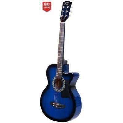 Blue Alpha acoustic guitar kit for children, 38 inch with accessories. Great for home practice.