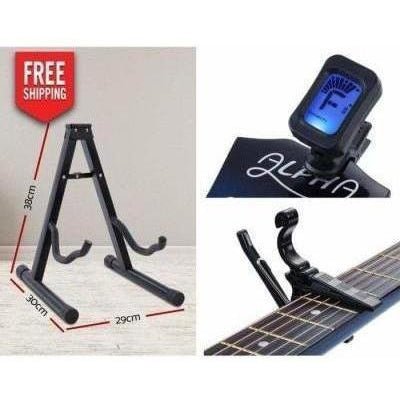 Blue 38 childs acoustic guitar with accessories set, perfect for young musicians at home.